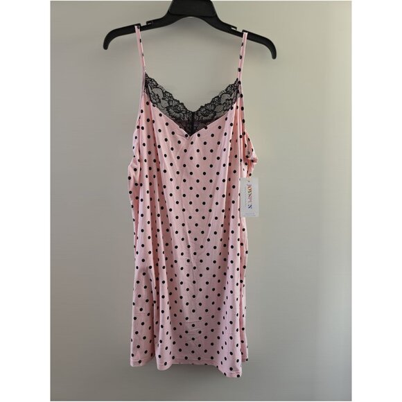 NWT Women’s Polka Dot Chemise Nightgown L (12-14) – Lace Trim Sleepwear - Picture 3 of 4
